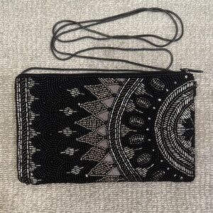 Elegant Black and White Beaded Clutch